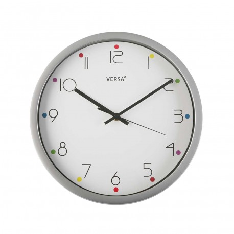 RELOJ DE PARED PUNTOS PLATEADO