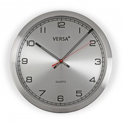 Versa Auxon Reloj de Pared Decorativo para la Cocina, el Salón, el Comedor  o la Habitación, Blanco y marrón, 60x4,5x60cm