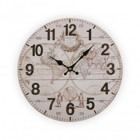 RELOJ MADERA WORLD 28CM