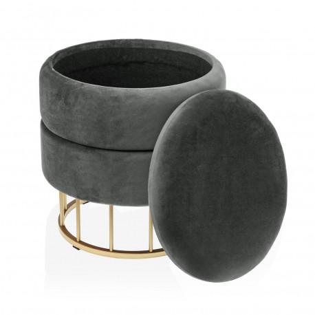 PUFF GRIS OSCURO PIE METAL