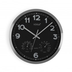 Versa Auxon Reloj de Pared Decorativo para la Cocina, el Salón, el Comedor  o la Habitación, Blanco y marrón, 60x4,5x60cm