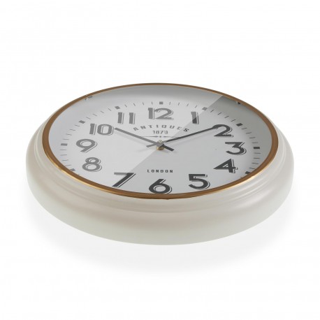 RELOJ PARED METAL BLANCO DORA