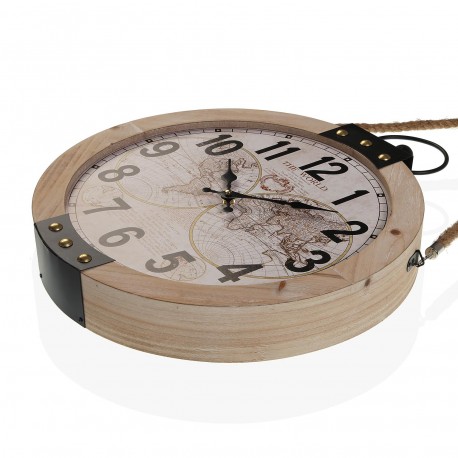 RELOJ PARED MADERA MAPAMUNDI