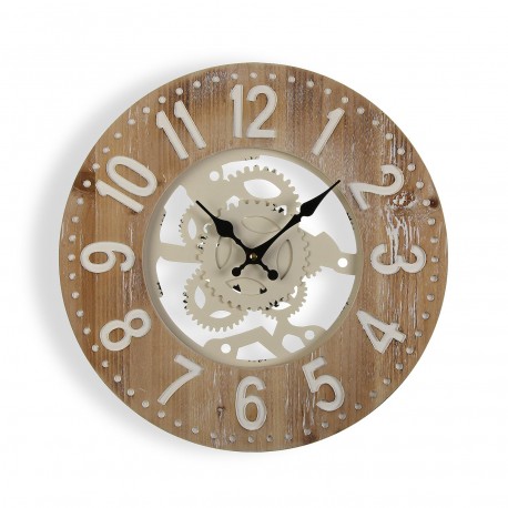 RELOJ PARED MADERA Y METAL