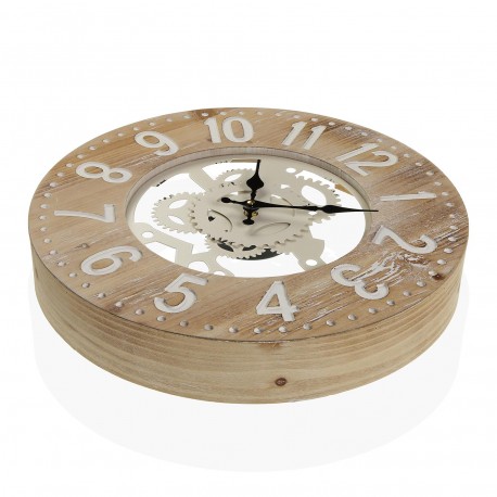 RELOJ PARED MADERA Y METAL