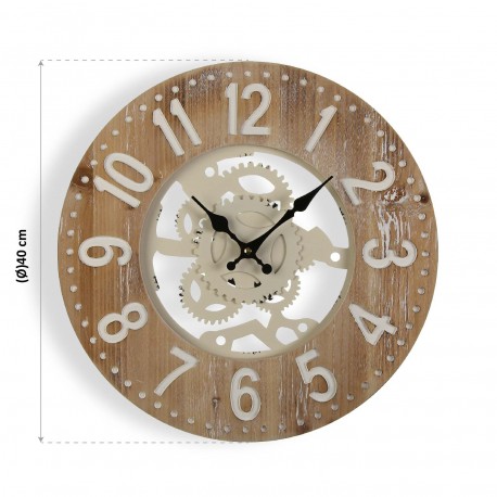 RELOJ PARED MADERA Y METAL