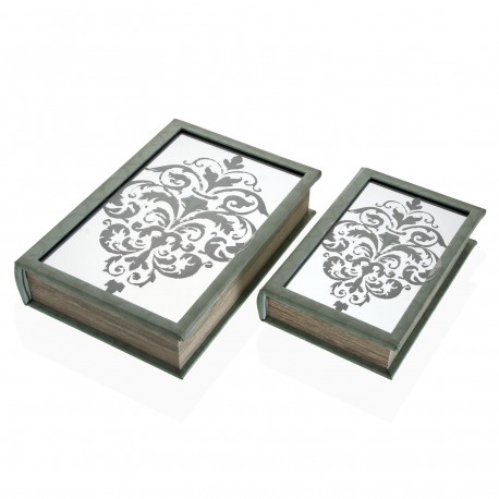 SET/2 LIBRO CON CRISTAL DAMASK