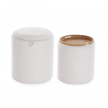 SET 2 PUFF BOUCLÉ BLANCO C/BAN