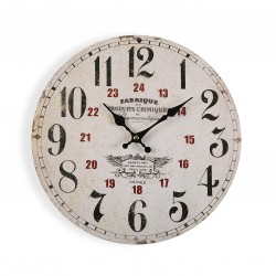 Versa Auxon Reloj de Pared Decorativo para la Cocina, el Salón, el Comedor  o la Habitación, Blanco y marrón, 60x4,5x60cm