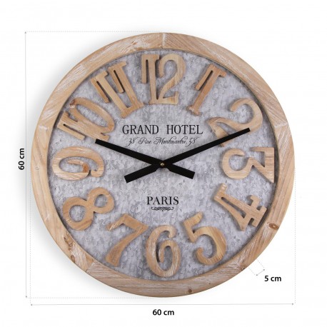 RELOJ PARED MADERA 60 CM HOTEL