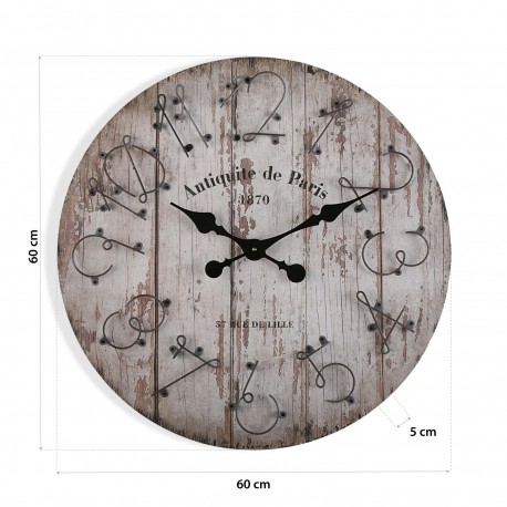 RELOJ PARED MADERA 60 CM 1870