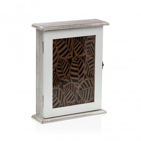 CAJA DE LLAVES BLANCO HOJAS