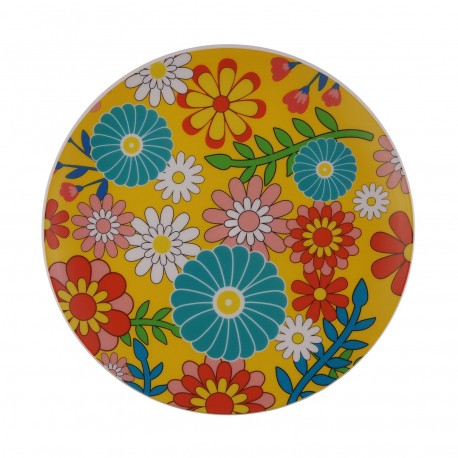 PLATO AMARILLO FLORES  25CM