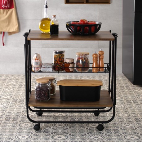 CARRO PLEGABLE C/RUEDAS NEGRO