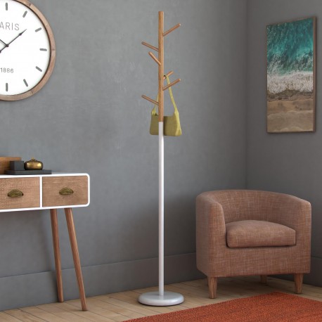 PERCHERO BLANCO Y MADERA MALMÖ