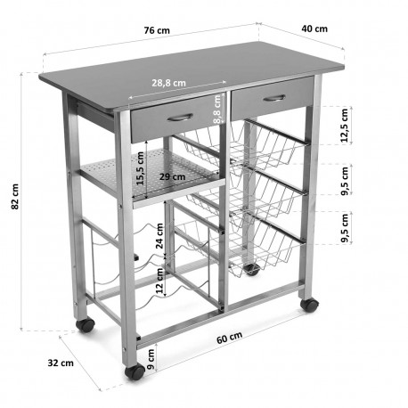 CARRO COCINA GRIS 76CM