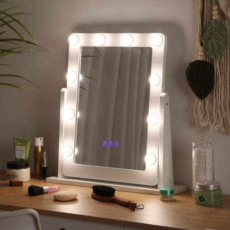 ESPEJO RECTANGULAR CON LUCES GLAM