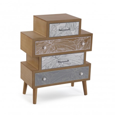 COMODA DE 4 CAJONES PALM GREY