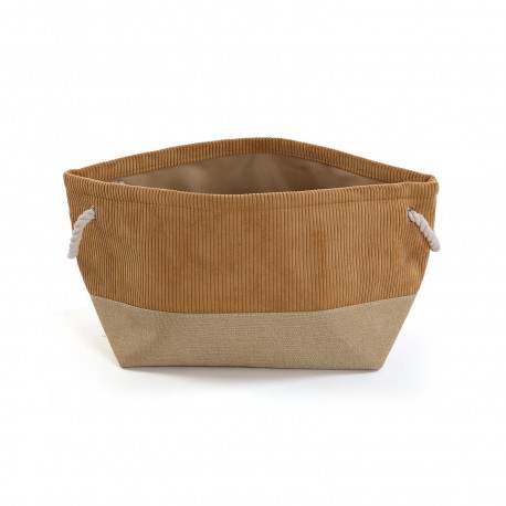 CESTA  CORDUROY  MARRON  CUADRADA