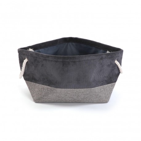 CESTA  CORDUROY  GRIS OSCURO CUADRADA