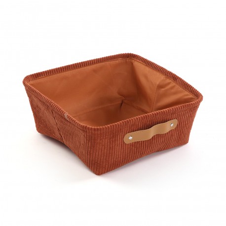 CESTA CORDUROY TERRACOTA  CUADRADA