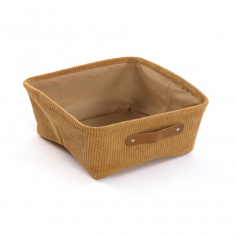 CESTA CORDUROY MARRON CUADRADA