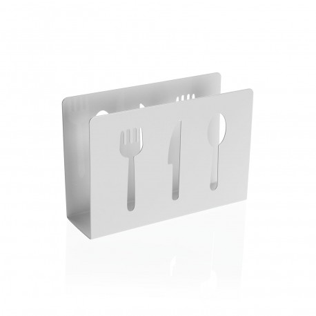 SERVILLETERO CUBIERTOS METALICO BLANCO