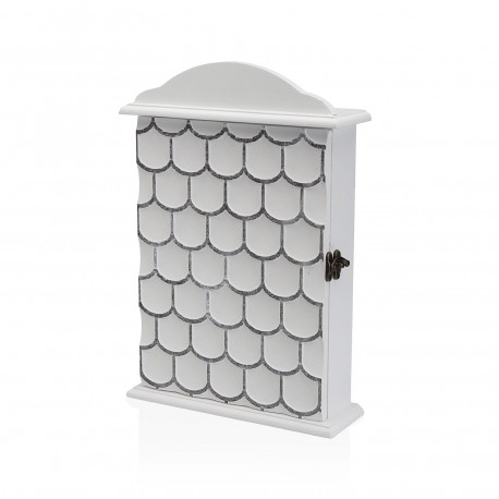 CAJA DE LLAVES BLANCA CON DECORADO DE ESCAMAS