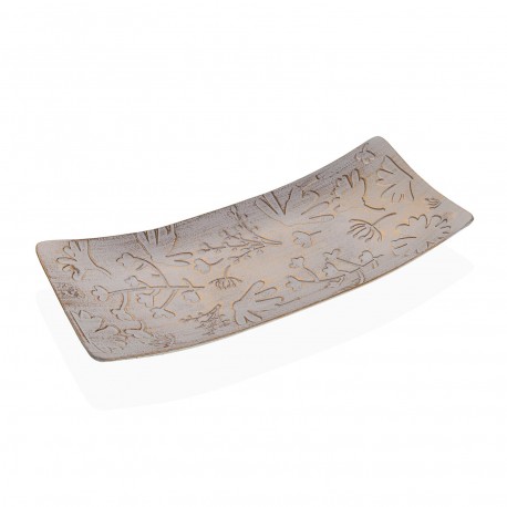 CENTRO DE MESA RECTANGULO DORADO CON FLORES