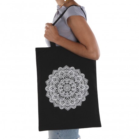 BOLSO COMPRA MANDALA NEGRO