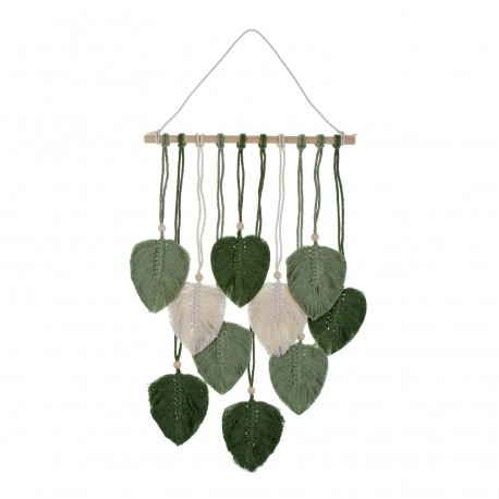 DECORACIÓN PARED MACRAMÉ  HOJAS VERDE