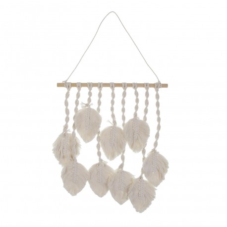 DECORACIÓN PARED MACRAMÉ  HOJAS BLANCO