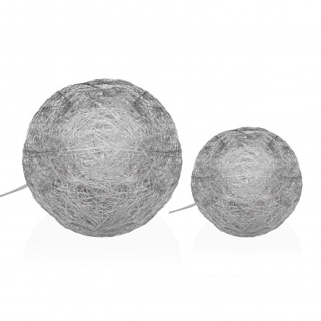 BOLA PLATEADA EN 3D LUMINOSA 20CM