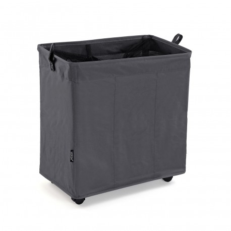 CESTO DE ROPA GRIS OSCURO CON TRES COMPARTIMENTOS