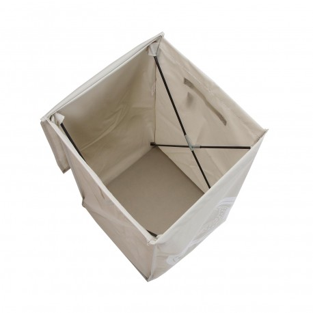 CESTO DE ROPA BEIGE CON DIBUJO DE LAVADORA