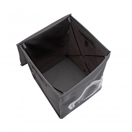 CESTO DE ROPA GRIS CON DIBUJO DE LAVADORA