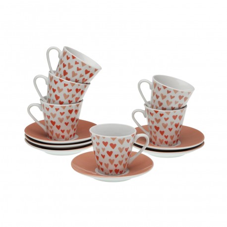 SET 6 TAZAS CAFE CON PLATO AMORE