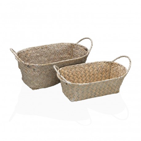 SET DE 2 CESTAS REDONDAS CON ASAS GRISES