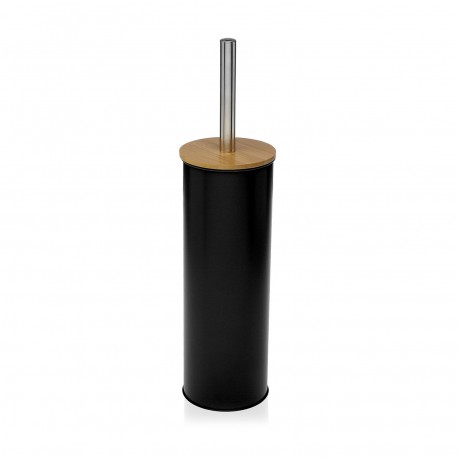ESCOBILLERO NEGRO CON TAPA DE BAMBU