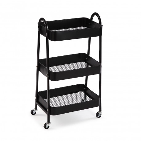 CARRO METALICO NEGRO DE 3 BALDAS