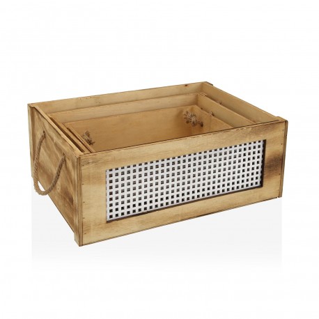SET DE 3 CAJAS MADERA REJILLA