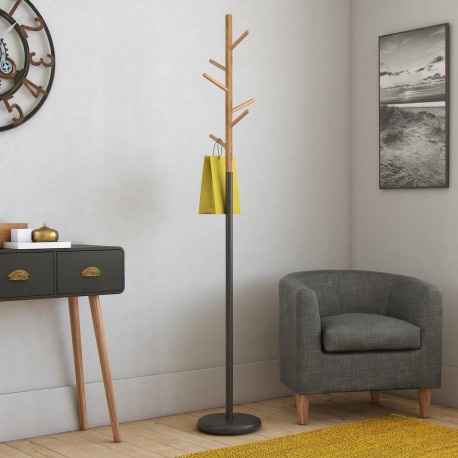 PERCHERO NEGRO Y MADERA MALMÖ
