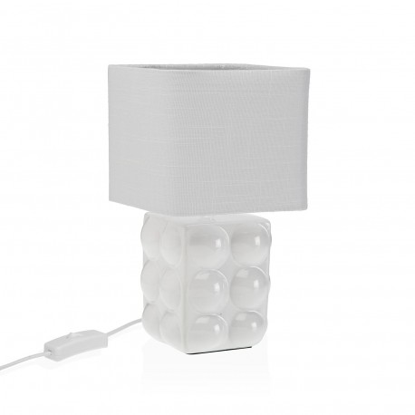 LAMPARA CON BASE BLANCA Y TULIPA CUADRADA