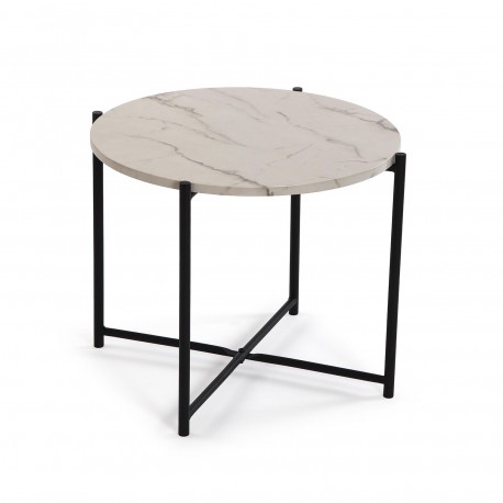 MESA AUXILIAR REDONDA EFECTO MARMOL 51x40