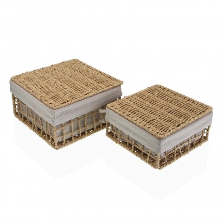 SET DE 2 CESTAS MARRON NADIR CON TAPA