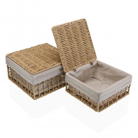 SET DE 2 CESTAS MARRON NADIR CON TAPA