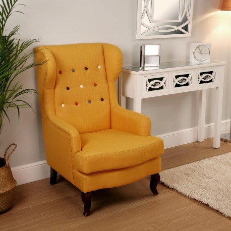 SILLON LISO MOSTAZA BUTTONS