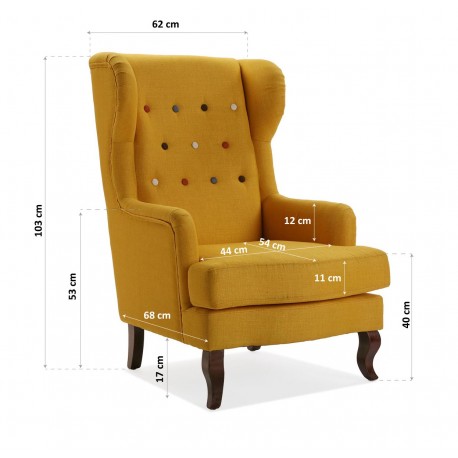 SILLON LISO MOSTAZA BUTTONS
