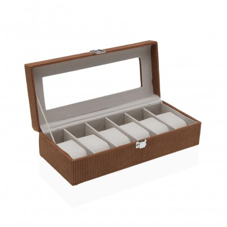 CAJA DE PANA TERRACOTA  PARA 6 RELOJES
