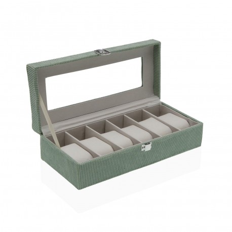 CAJA DE PANA VERDE PARA 6 RELOJES